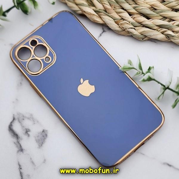 قاب گوشی iPhone 11 Pro آیفون طرح ژله ای مای کیس گلد لاین دور طلایی محافظ لنز دار آبی سیرا کد 370